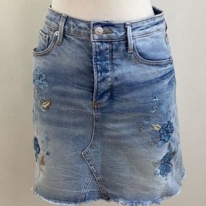 Embroidered Denim Skirt